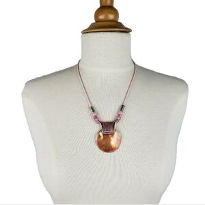 VCLM Boho Medallion Statement Necklace Enameled Beachy